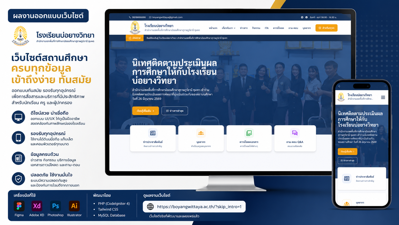 ผลงาน ออกเเบบเว็บโรงเรียน - STMAXCODE